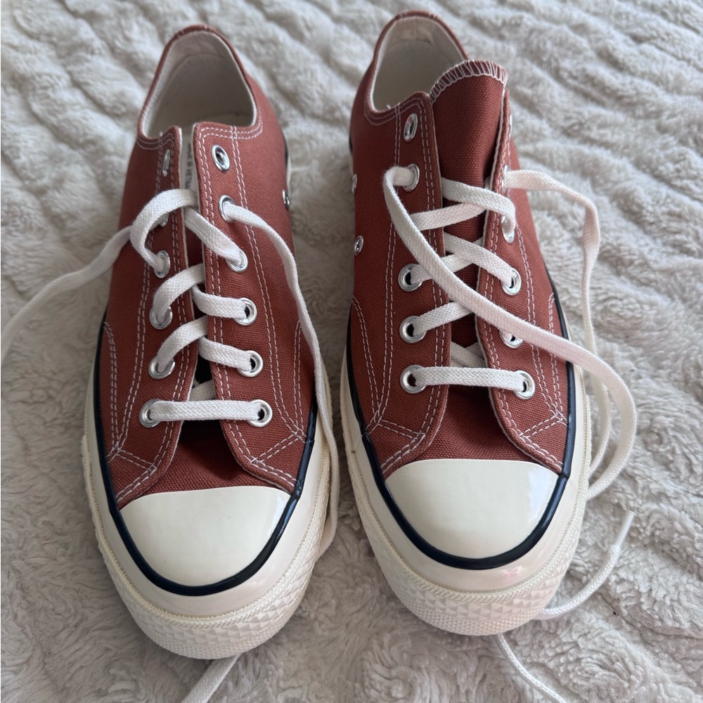 Converse Low Top Sneakers in Rust Red and White NWOT